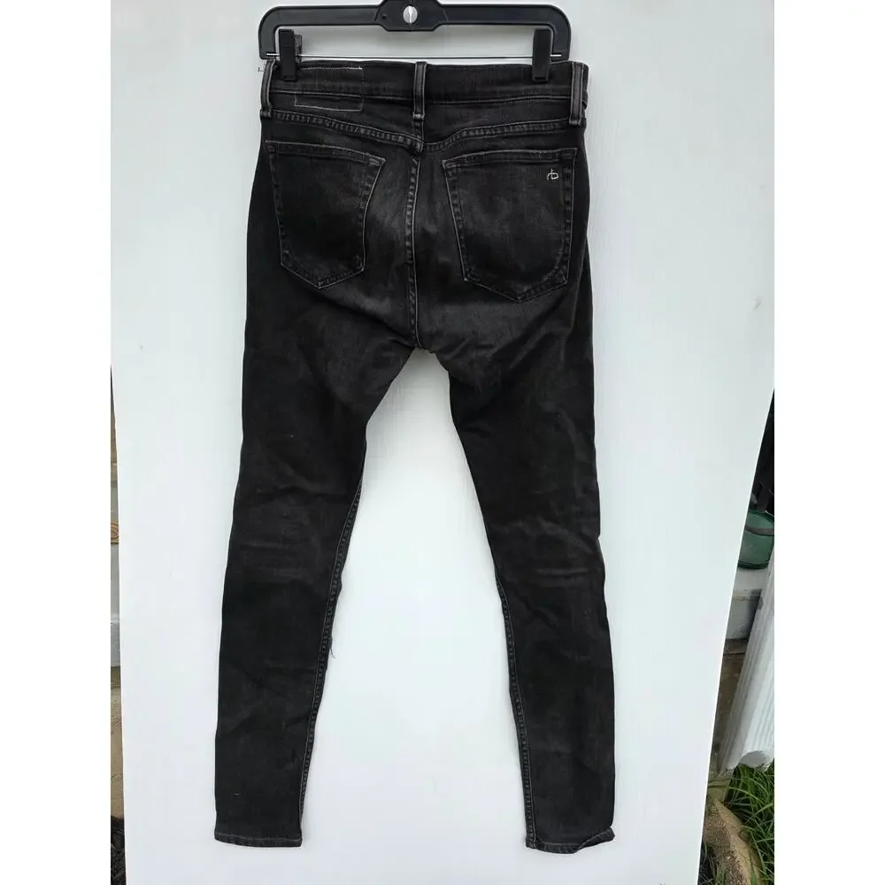 Rag & Bone Standard Issue Fit 1 Extra Slim Jeans Men's 31 Black Distressed
